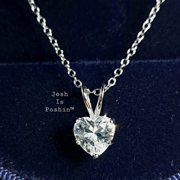 1.20CT. Heart cut white sapphire pendant necklace in sterling silver